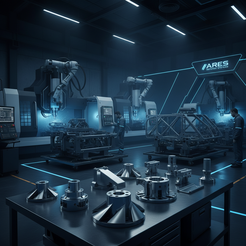 Precision machined defence systems components in manufacturing facility